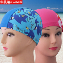 Kids Cloth Print Swimming Hat Nylon Swimsuit High Stretch Swimming Hat Girls Cartoon Print Swimming Hat Comfortable Stretchy Head