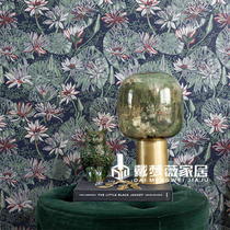 Swedish ECO original imported wallpaper American plant flowers and plants Chinese Lotus porch living room bedroom background wallpaper