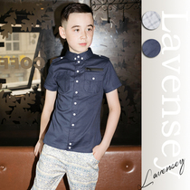 Le Wenxi 2021 summer new middle and small short sleeve shirt handsome cotton boy fashion casual top