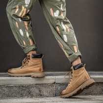 2020 autumn new all-match Martin boots casual high-top tooling mens shoes British tide rhubarb boots men