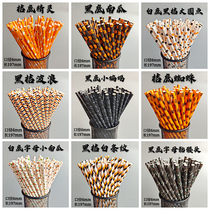 New disposable Halloween color cool style ins Wind skeleton bat straw 6*197