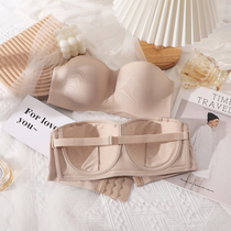 Thin gathered strapless underwear womens non-slip bandeau style anti-walking light upper support big chest show small chest invisible bra summer