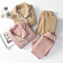 Gush pajamas for men and women autumn and winter sheep suede thickened lamb suede long sleeve warm lovers home suits suit
