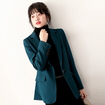 ROUJE POWER peacock orchid temperament one button blazer women 2021 autumn and winter new small suit