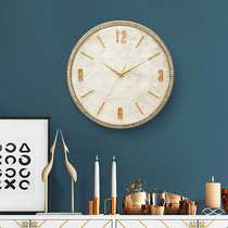 Shell Fashion Decoration Timepiece Modern Creativity Home Hanging Clock Living Room Simple Clock Hanging Wall Mesh Red Light Extravagant Hanging Watch