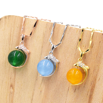 S925 silver ball drop buckle 8-10mm ball buckle Jade beeswax bead Crystal Pearl Silver Buckle ball drop support