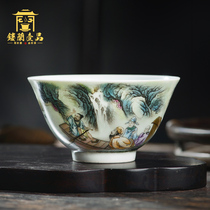 Handmade pastel Chibi night tour master cup Jingdezhen Ceramic Gongfu tea set Single cup tea cup Large single cup