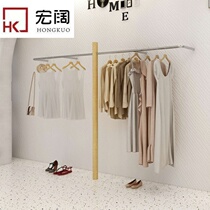 Clothing store display rack display rack childrens clothing shop shelf wall hanging stainless steel silver clothes rack