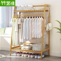 Simple coat rack Solid wood bedroom hanger Floor hanger storage rack Simple modern clothes rack storage rack