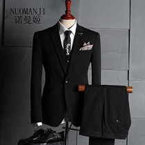 Norman Ji Temperament 100 Hitch Career Suit Handsome Business Three Sets Personality Trend Suit Brief Casual Man