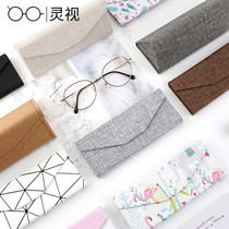 Linen folding glasses case Female portable personality creative mirror bag Urban business handmade glasses case ins girl tide