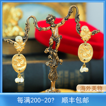 Lombardy vintage French 80s marking model elegant embossed four-leaf clover pendant design simple ear clip