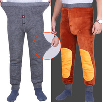 Winter gold velvet warm pants plus velvet thickened middle-aged and elderly dads knee pad leggings plus loose velvet pants