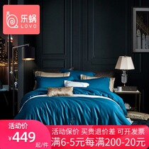 lovo Le Worm Lorai home textile 60 Tencel four-piece simple satin bed sheet duvet cover Four-piece Opela