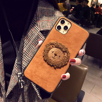 Suitable for apple 13 mobile phone shell plush promax new female net red tide red hairy iphone13 embroidered iphone13 embroidered lion 12mini big card por anti-fall full bag winter