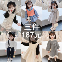 Girls spring and autumn dress dress 2022 new baby girl baby foreign air princess dress 1 Two sets of skirts 3 year olds wave