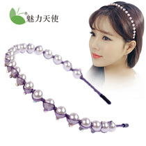  Hairband hairpin round beads Korean simple thin-edged hair accessories imitation pearl lady headband headdress sweet pressure hairpin