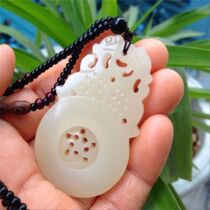 Natural White Jade Afghan White Jade feng shui revolve pendant Jade wear time to run pendant men and women necklace