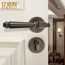 European door lock indoor bedroom bronze light luxury door lock new Chinese Villa room silent door lock three-piece set