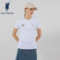 Polo Sport womens summer new cotton t - shirt loose round collar coat fashion white short sleeve tide
