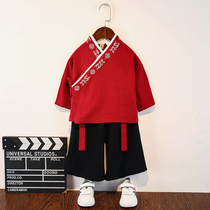 Boys Hanfu Spring and Autumn Chinese style red year old dress autumn Mid-Autumn Festival Tang suit Chinese performance costume ancient style suit