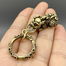 Brass Leopard Creativity Individuality Pure Brass Key Bronze Money Car Spoon Buttoned Pendant Retro Key Pendant Solid Small Gift