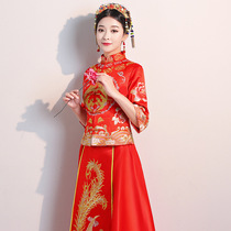 Xiuhe uniform bridal sleeve 2019 new summer Chinese wedding dress wedding dress wedding toast red thin