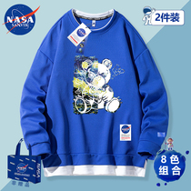 NASA co-branded tide brand 2022 autumn new sweater loose printing pullover all-match long-sleeved mens top coat