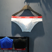 Briefs mens pure cotton low waist tight little youth sexy bump GAY narrow SIDE T pants bikini half hip tide