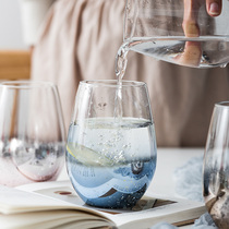 Nordic high borosilicate glass mug Creative starry sky couple drinking water cup Household coffee cup Egg cup