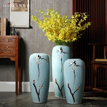 New Chinese style Jingdezhen ceramic floor vase home TV cabinet porch living room dry flower arrangement ornaments