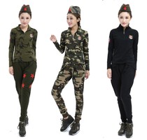 Forest knight 2021 spring and autumn sailor dance clothing for men and women long-sleeved stand-up collar T-shirt black army green camouflage