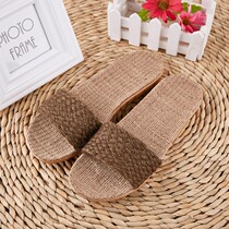 Flax deodorant sweat-absorbing slippers Home summer female couple non-slip fashion linen Four Seasons indoor sandals