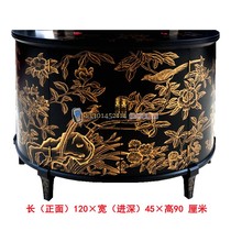 Yangzhou lacquerware factory lacquer carving net classical home decoration black gold flower and bird semicircular porch decoration cabinet customization