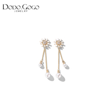 Small daisy earrings 2021 New Tide Super Fairy earrings female long temperament summer earrings without ear clip earrings