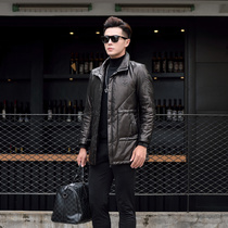 Winter New Fur Leather Feather Fittings Men with Long Lead Sheep-Leather White Duck Handle