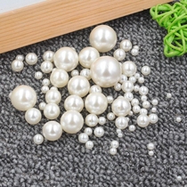 DIY jewelry accessories Handmade hair accessories Material Beige non-pass half hole Single hole bright beads Loose beads Imitation pearl