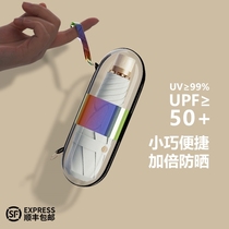 Japan CK sun umbrella five folding capsule sunscreen UV protection barometer rain dual-use rain small portable parasol for women
