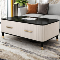 Light luxury marble coffee table TV cabinet combination solid wood furniture living room locker modern simple small apartment coffee table