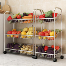304 stainless steel kitchen shelf Floor-standing vegetable rack Fruit mobile storage storage rack Multi-layer pot rack