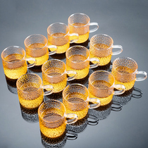 Hammer wine cup heat-resistant transparent band glass kung fu tea set small tea cup tea cup small coffee cup