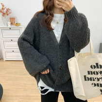 Lazy pit cardigan sweater women 2021 autumn and winter New Korean loose slim slim slim vneck sweater coat
