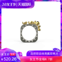JLInNs new silver accessories designer brand ring asymmetrical Ding Zingren Lunar New Year with the same paragraph