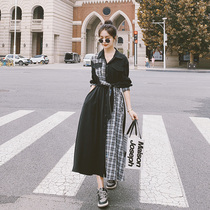 Retro Plaid Dress 2021 Spring and Autumn New Design French Shirt Dress Waist Slim