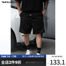 BLUESFLY Tide Cards Summer Sports Shorts Male Mesh Speed Dry Fitness Training Basketball 50% Pants Black Mid Pants