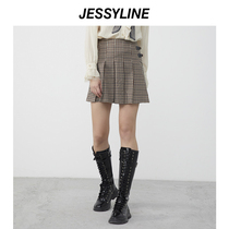 2-fold for sale jessyline womens dress Jessy Les fashion retro plaid high waist half body skirt woman plexigo dress