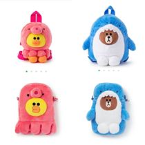 line friends brown bear shark octopus school bag backpack messenger bag coin purse keychain pendant