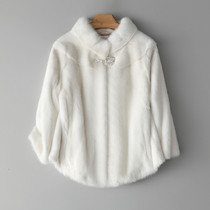 Anti-season special price young fashion mink coat lady whole mink short leather grass upright collar small ferret white coat