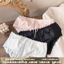 Hydrological satin-colored butterfly bow comforted mid-waist cotton briefs girl sweet panties