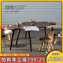 Nordic minimalist childrens writing table kindergarten creative design biscuit table solid wood Foot Study baby learning table